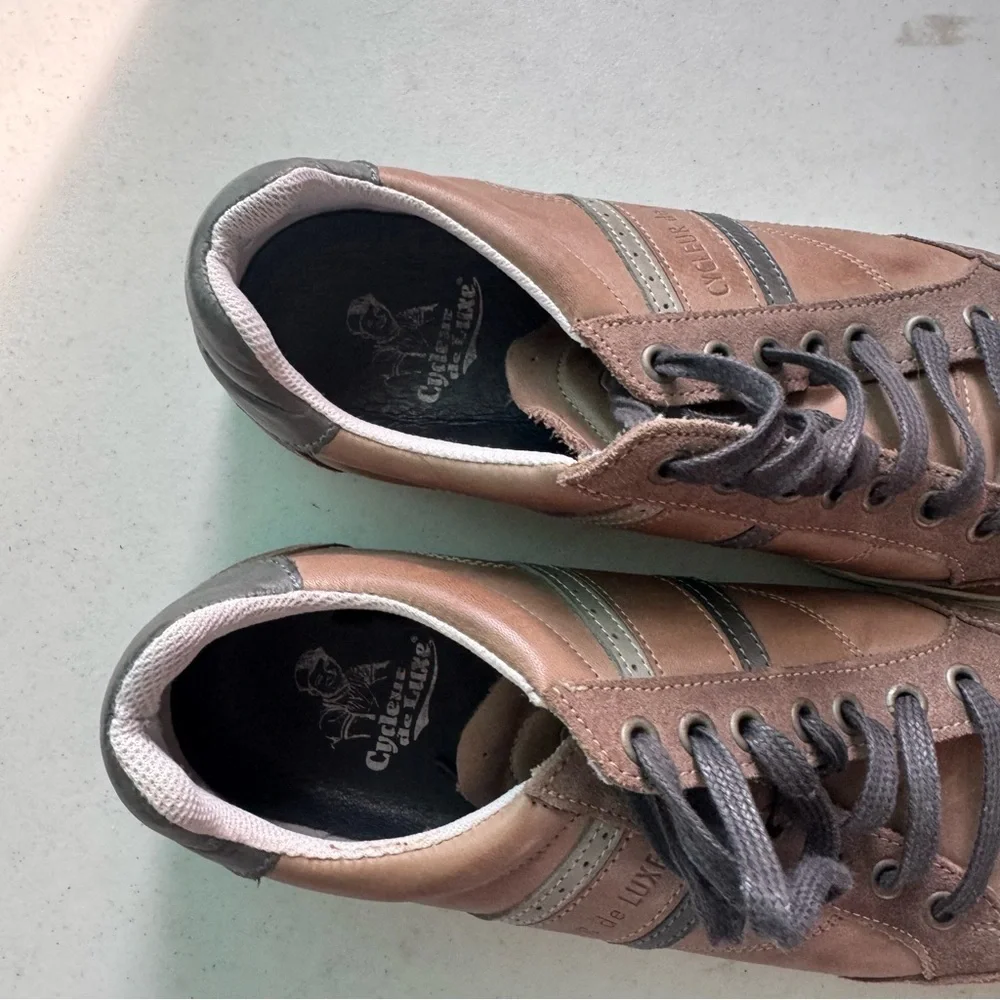 Cycleur de Luxe MENS Leather Lace Up Low Top Casual Sneakers Brown Size 42/9